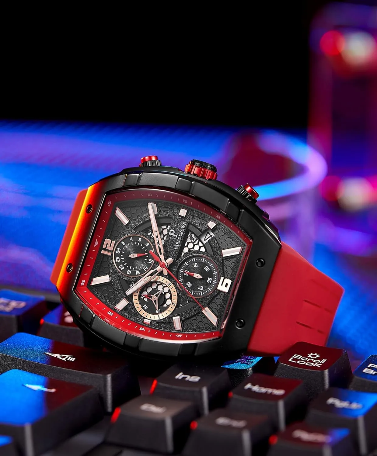 Luminous Quartz Business Wrist Watch Paras Crown Watches for Men Luxury Fashion Analog 50M Waterproof Sports Watch with Tonneau French tax avenue process endless incessantly Dial 