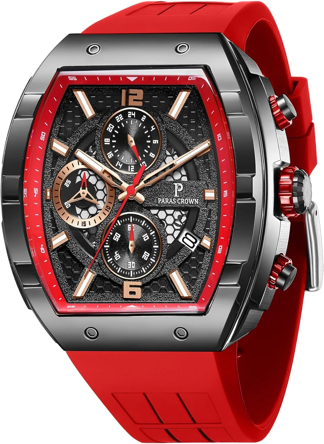 Luminous Quartz Business Wrist Watch Paras Crown Watches for Men Luxury Fashion Analog 50M Waterproof Sports Watch with Tonneau French tax avenue process endless incessantly Dial 