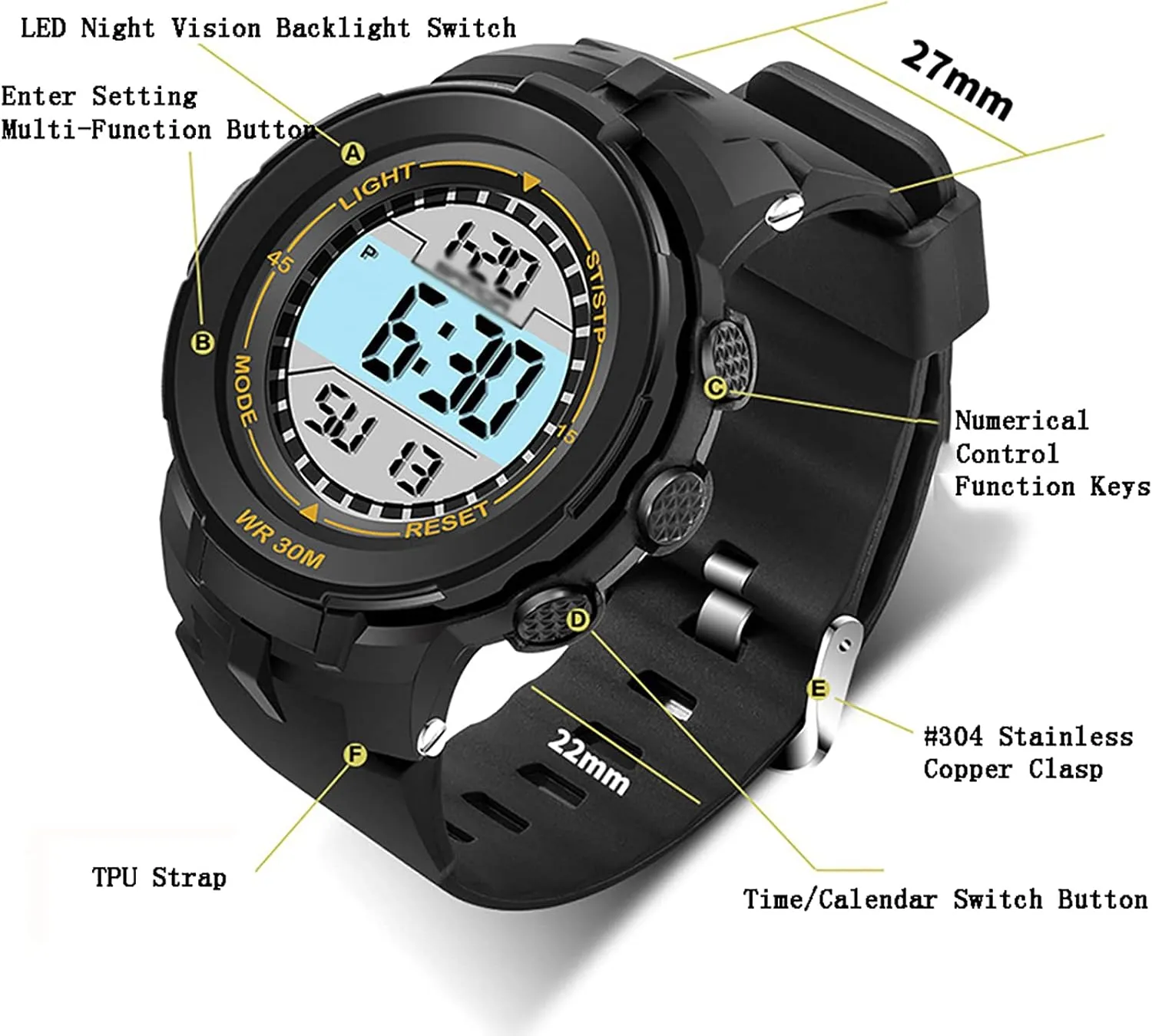 Luminous Waterproof Electronic Watch, for Mens Running, Fitness, Mountaineering E Outdoor renovate unbreakable Sports Men's Watch, 