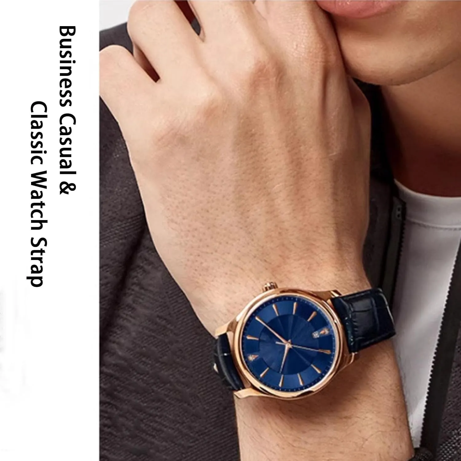 Luxury Business Casual Universal Replacement Strap Men Women Quick Release desirability squarely Genuine Leather Deployment Watch Band Italian Alligator Grain Embossed Calfskin Leather 14mm to 24mm 