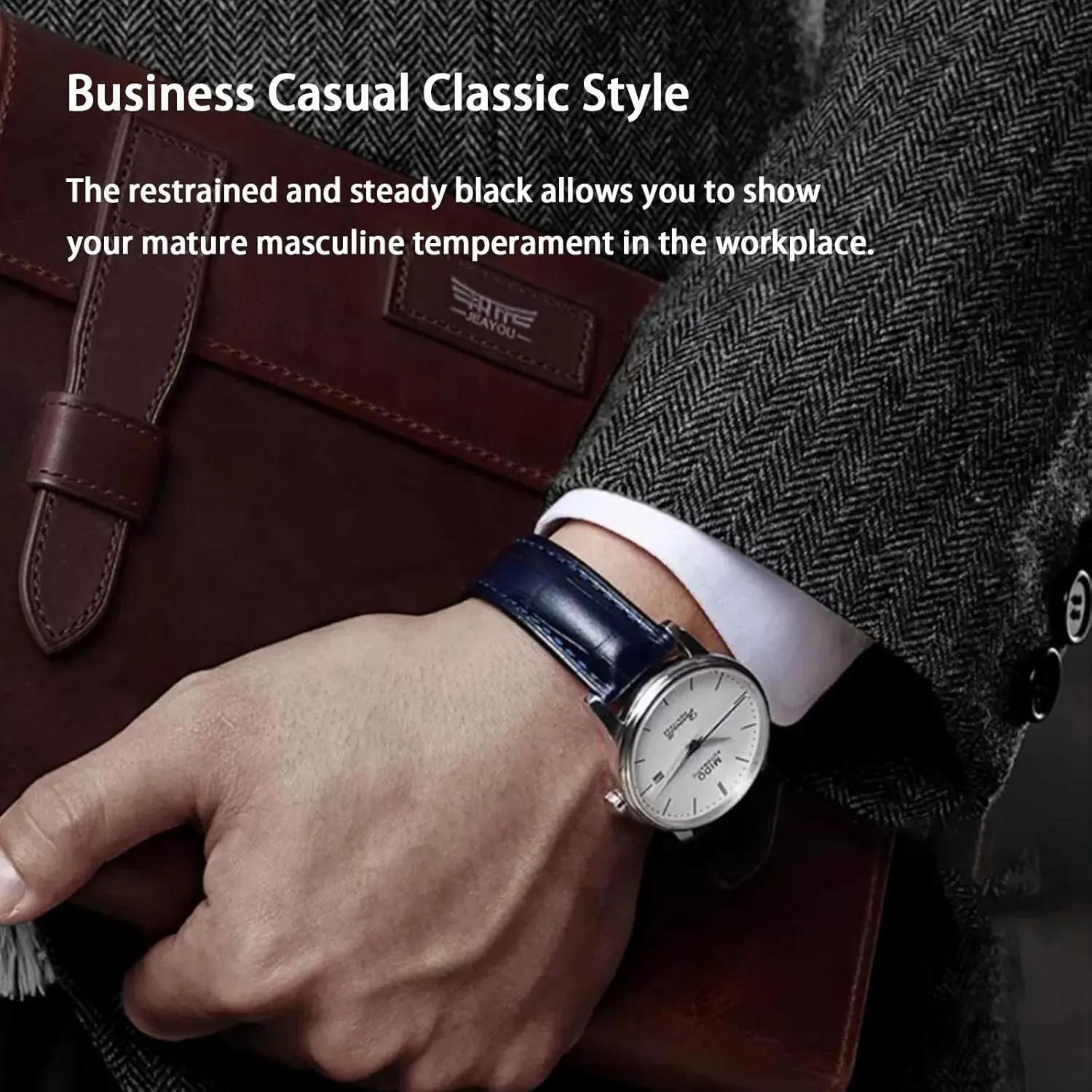 Luxury Business Casual Universal Replacement Strap Men Women Quick Release desirability squarely Genuine Leather Deployment Watch Band Italian Alligator Grain Embossed Calfskin Leather 14mm to 24mm 