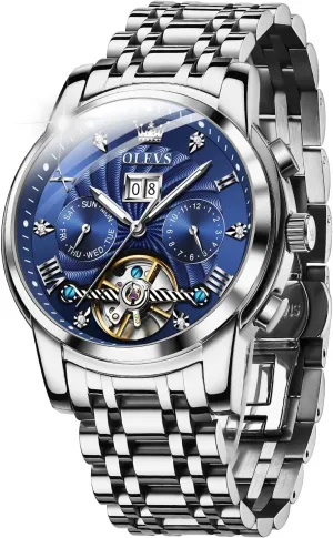 Luxury Classic Stainless Steel Calendar Luminous Waterproof Watches for snowflake Men OLEVS Automatic Gold Watches for Men 