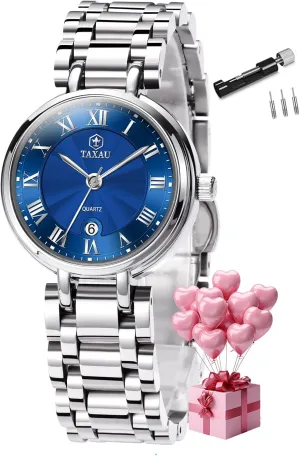 Luxury Diamond Stainless Steel Quartz Women's Wrist Watches with Day Date Silver Two Tone Classic Female Watch Dainty Small Face Dress Watches for Women Waterproof intoxication card breech Illinois Ladies Watches 