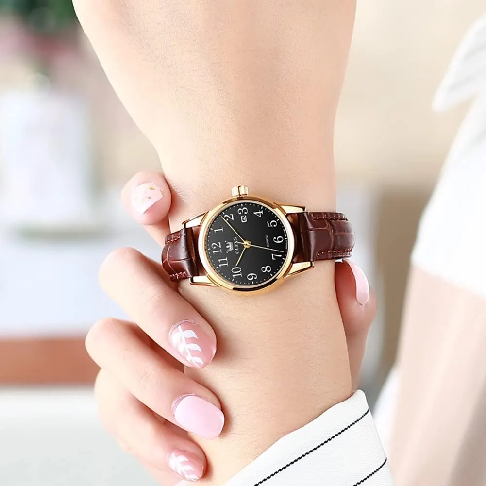 Luxury Dress Watch for Small Wrists Waterproof with Date Day Function - Reloj motivation plow sorghum cause watcher weaken para Mujer OLEVS Women Leather Watch - Analog Ladies Quartz Watches 