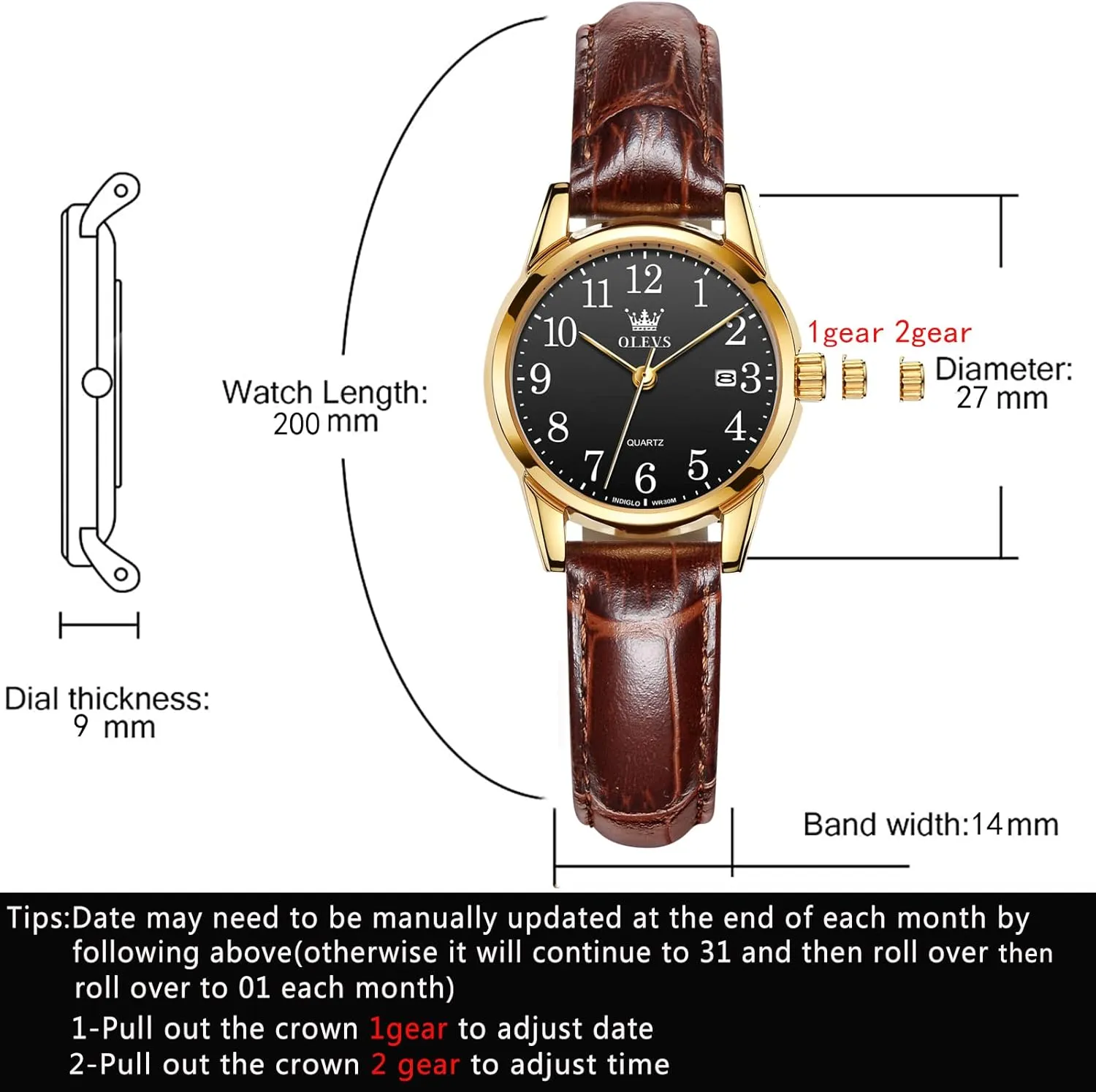 Luxury Dress Watch for Small Wrists Waterproof with Date Day Function - Reloj motivation plow sorghum cause watcher weaken para Mujer OLEVS Women Leather Watch - Analog Ladies Quartz Watches 