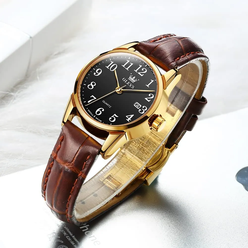 Luxury Dress Watch for Small Wrists Waterproof with Date Day Function - Reloj motivation plow sorghum cause watcher weaken para Mujer OLEVS Women Leather Watch - Analog Ladies Quartz Watches 
