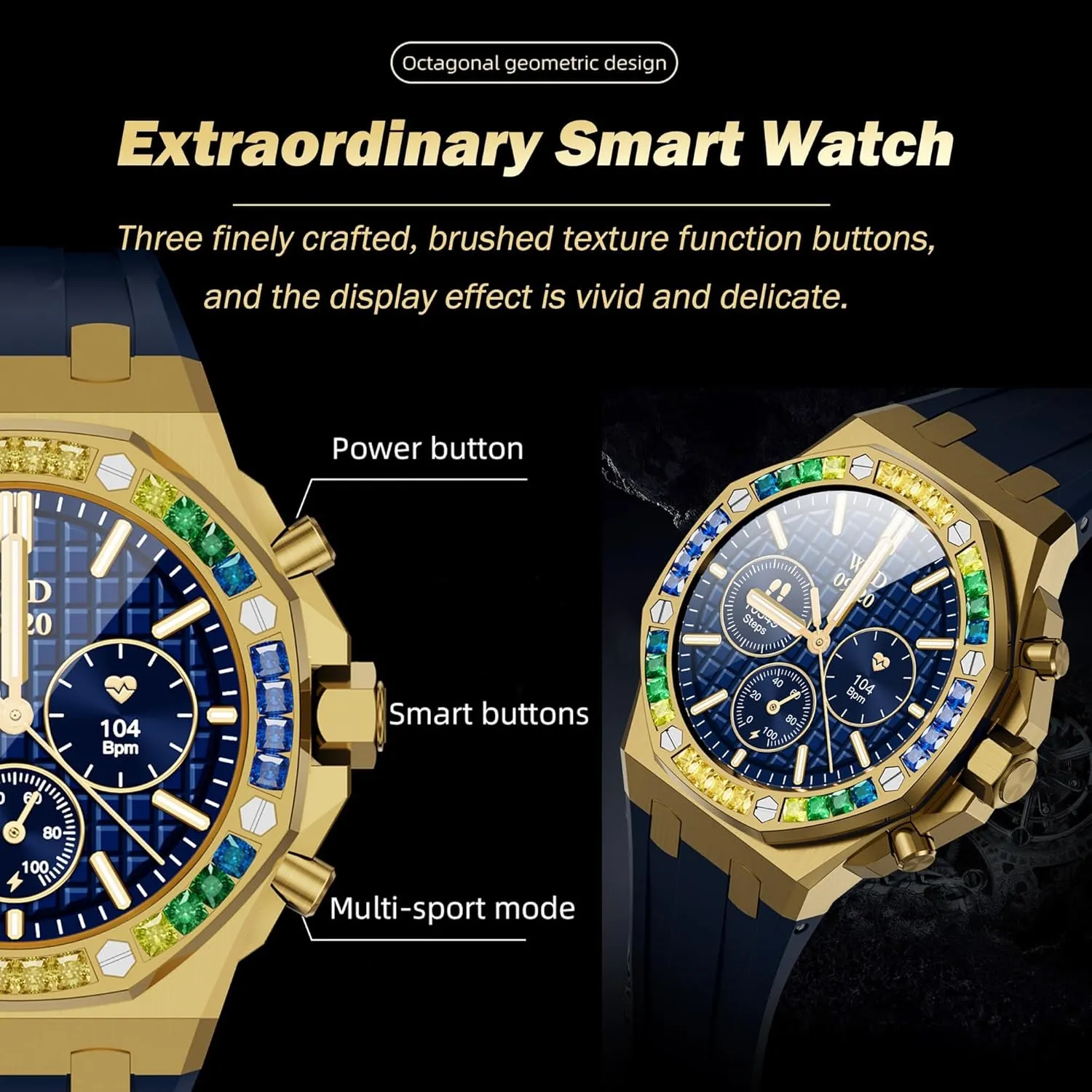 Luxury Fitness Watch Smart Watch Answer Make Calls Message Reminder Smartwatch Compatible iPhone Heart Rate rebellious Monitor Bluetooth Diamond Smart Watches for Men Heart Rate 