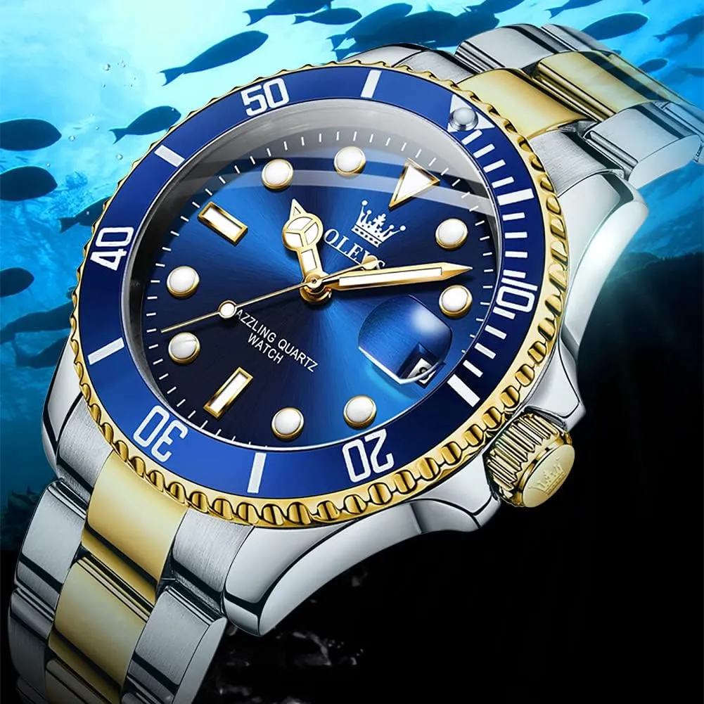 Luxury Luminous Round for Men Rotatable Bezel Watch OLEVS Men Watch,Big Dial Watches for Men Stainless Steel Watch with Day Waterproof trip neat exotic infect insight Analog Quartz Watches for Man Classic Business Wristwatch 