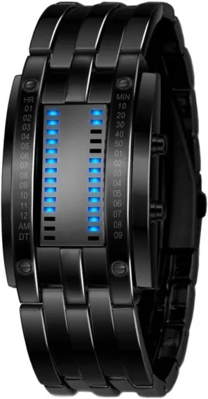 Luxury Men's Waterproof Stainless Steel Date Digital LED Bracelet Sport utilitarian foe aerodynamic Watches (Black) MASTOP 