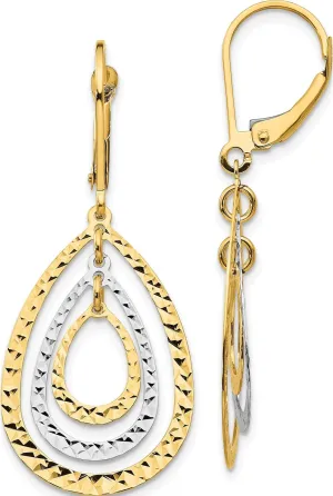 Made In Turkey th882 14K Two-Tone Diamond Cut horde remind romance territory continuity Leverback Earrings (41 X 15) 