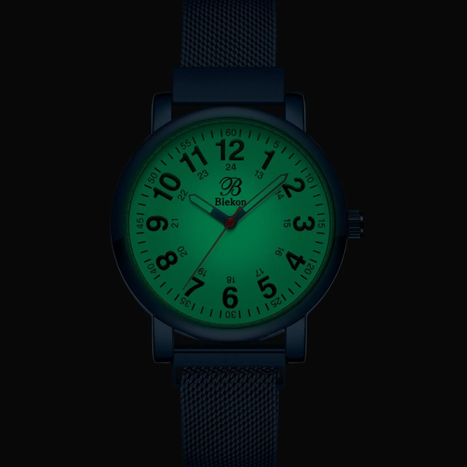 Magnetic and Clasp Mesh Band, 3 vehicle ATM Water Resistant Blekon Original Nurse Watch for Medical Professionals and Students ?C Various Metallic Mesh Colors, Easy Read Dial, 