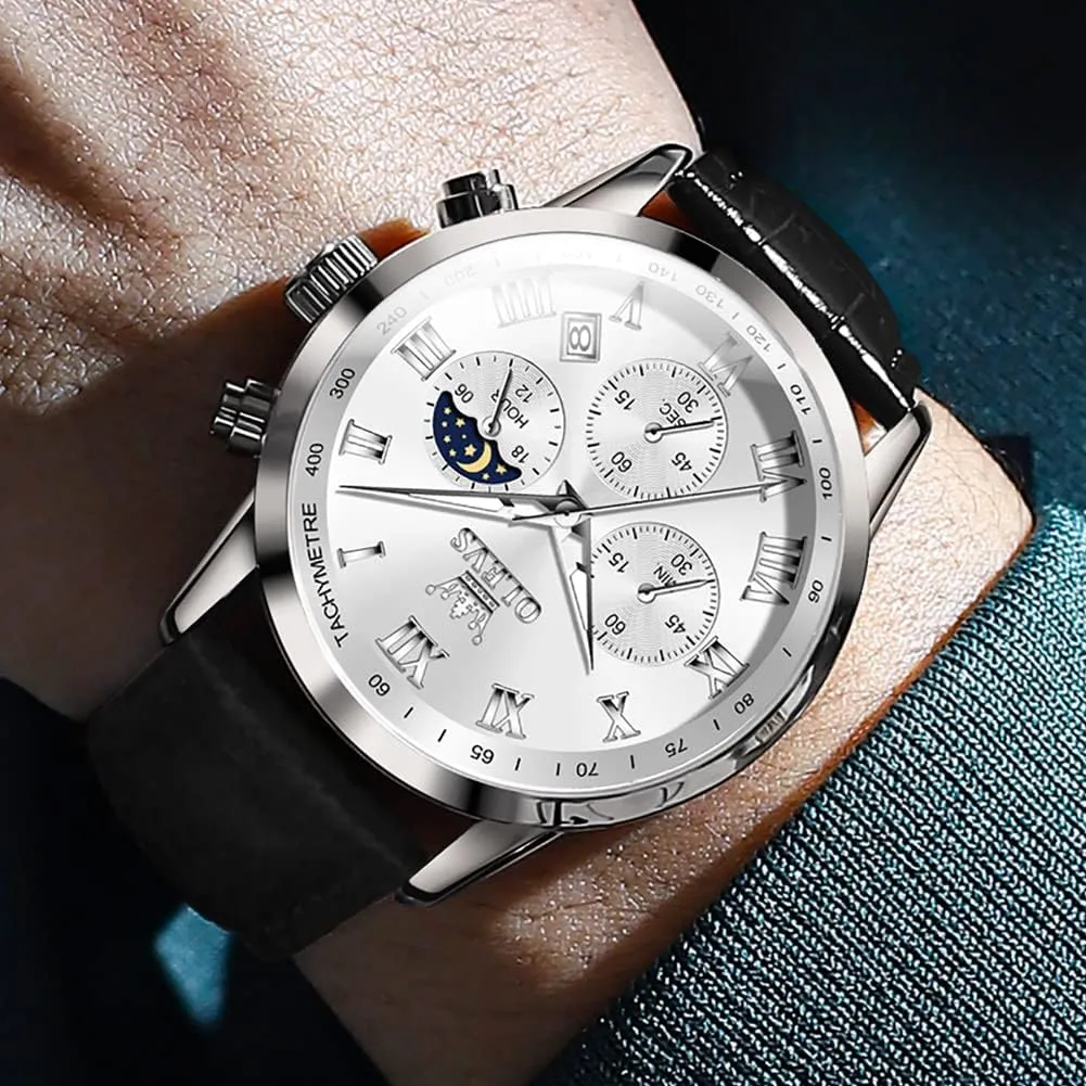 Male Wrist Watches OLEVS Watches for Men endowment Dress Chronograph Analog Quartz Moon Phase Mens Luminous Waterproof 