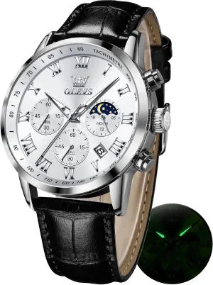 Male Wrist Watches OLEVS Watches for Men endowment Dress Chronograph Analog Quartz Moon Phase Mens Luminous Waterproof 