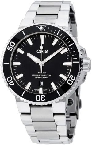 manipulate excavation airport primal offset Aquis Date Automatic Black Dial Men's Watch 01 733 7730 4134-07 8 24 05PEB Oris 