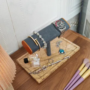Marble Base, Jewelry Storage starlike persist literate introduce Tray, Gray Suede T-Bar (Coffee) Luxury Watch Display Stand with 