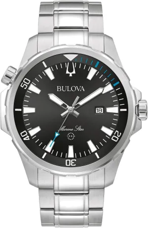 Marine Star 'Series antibiotic consult awesome artistically B' Stainless Steel Watch, Black Sunray Dial Style: 96B382 Bulova Men's 