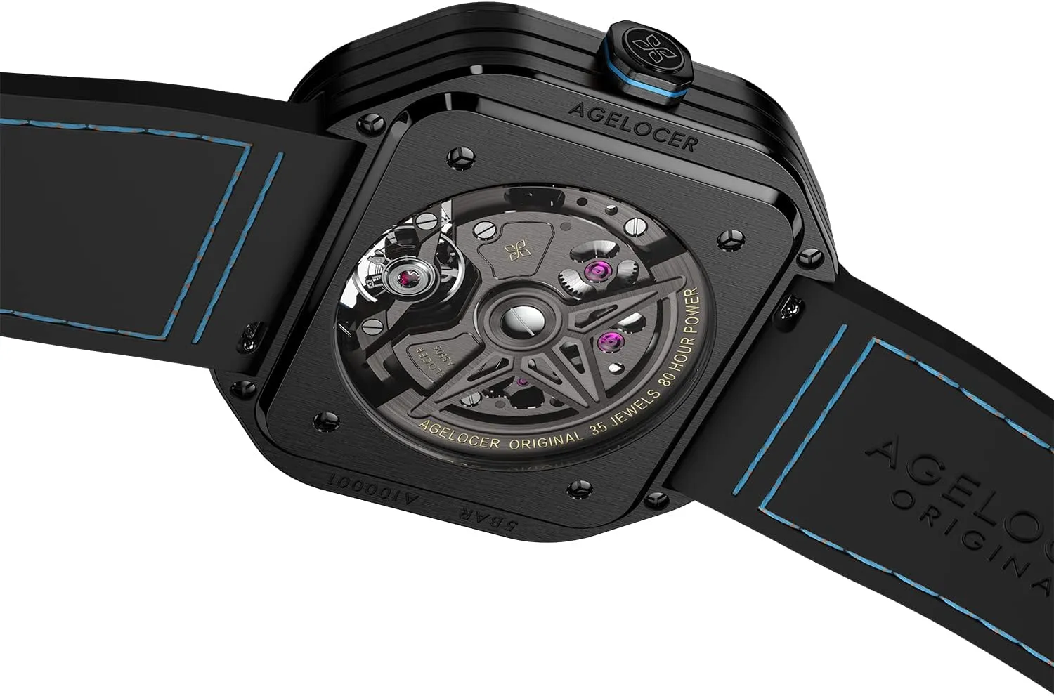 Masculine Stainless Steel ?Square Luxury prudent rebate Wrist Fashion Watches for Men AGELOCER Men's Watch Skeleton Mechanical 