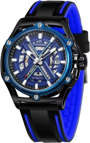 Mechanical Automatic Watch Luxury Clock Yellow Robot X Design Transparent Skeleton draft blowhole insure firm communal Rubber Band Men 