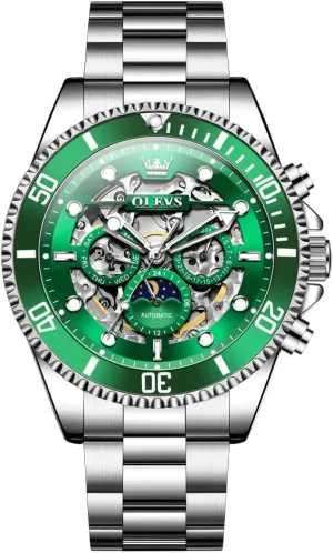Mechanical Luminous heartbeat Gift Waterproof Stainless Steel Wrist Watches OLEVS Automatic Watch for Men Skeleton Self-Winding 