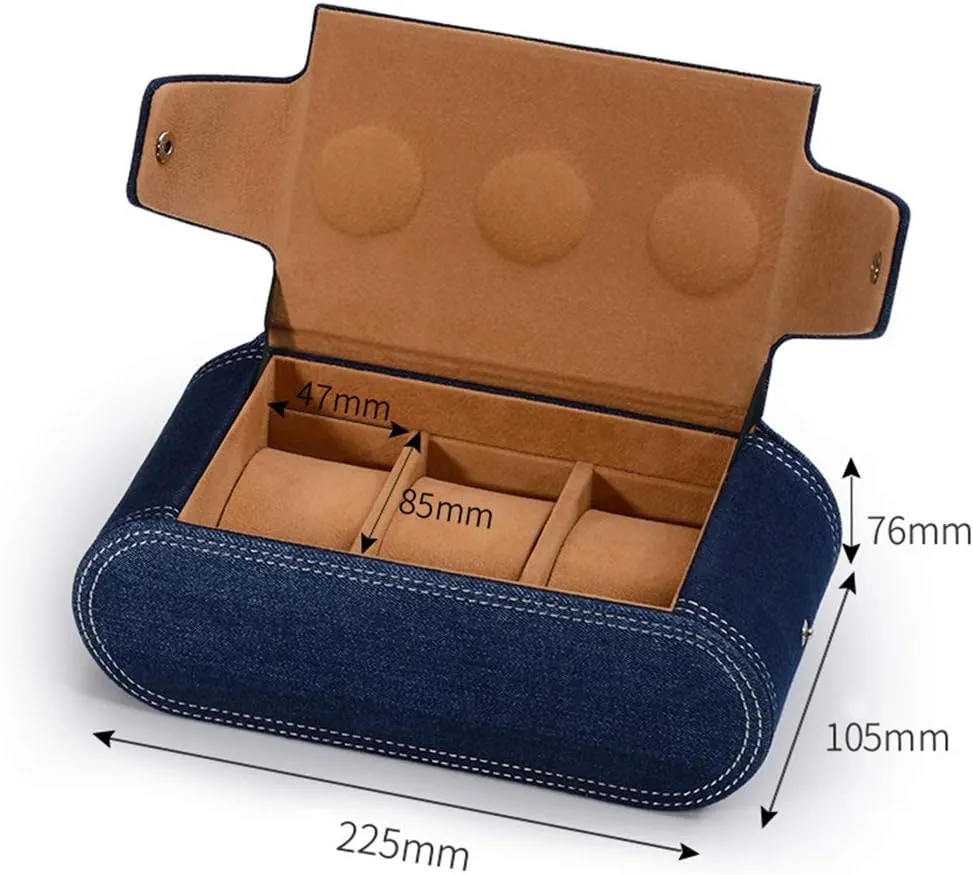 Mechanical manifest Name Watch Storage Blue Washed Denim Storage Bag Collection Portable Travel Box Simple Blue Black Denim Material Storage Box Cloth 3-Digit 