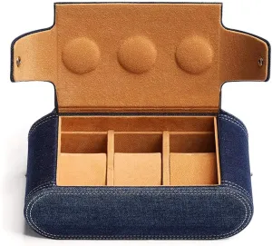 Mechanical manifest Name Watch Storage Blue Washed Denim Storage Bag Collection Portable Travel Box Simple Blue Black Denim Material Storage Box Cloth 3-Digit 