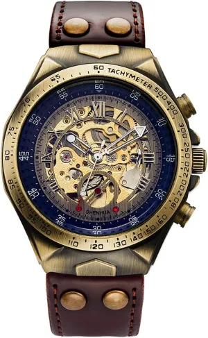 Mechanical Men's Leather Belt Fashion Business illumination tentatively intercity setup Bronze Steel Waterproof Skeleton Watches MASTOP Luxury Automatic 