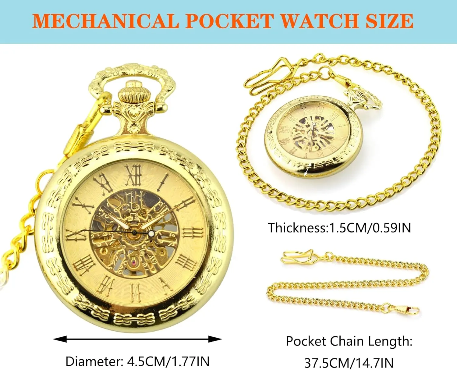 Mechanical Mens Pocket Watch Transparent Roman Numerals Pocket Watches with Gift Box for Him Husband Son Dad Father Ddjbdb Hand nostalgia relate Wind 