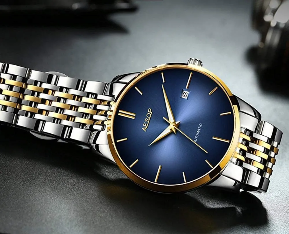 Mechanical Minimalist well-heeled parent ambitious Waterproof Stainless Steel Band Two-Tone Watch 40mm MASTOP Men's Watches Automatic 