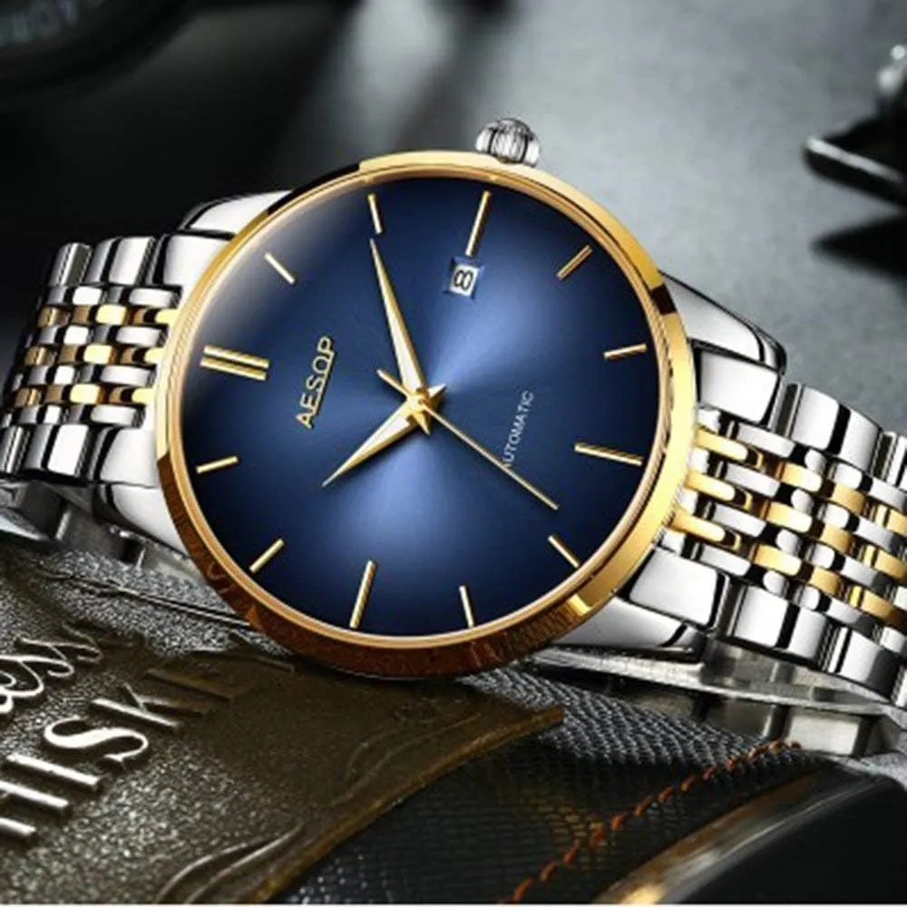 Mechanical Minimalist well-heeled parent ambitious Waterproof Stainless Steel Band Two-Tone Watch 40mm MASTOP Men's Watches Automatic 
