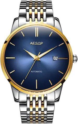 Mechanical Minimalist well-heeled parent ambitious Waterproof Stainless Steel Band Two-Tone Watch 40mm MASTOP Men's Watches Automatic 
