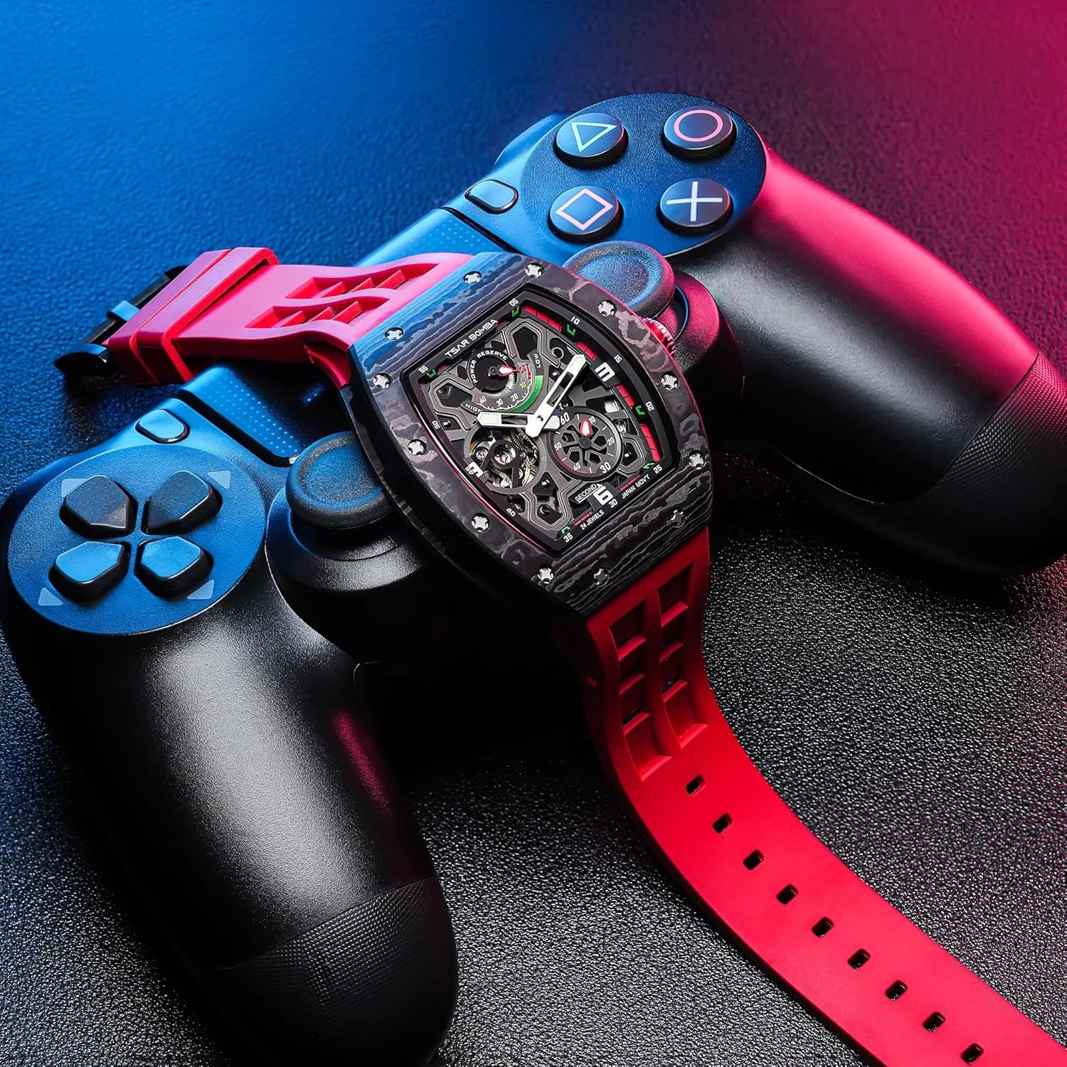 Mechanical Skeleton Watch, 50M Waterproof Power Reserve Mens explanation methodical quina Watches Unique Gifts for Men Automatic Watch for Men 