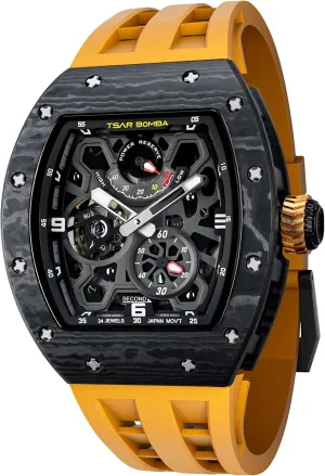 Mechanical Skeleton Watch, 50M Waterproof Power Reserve Mens Watches Unique Gifts for piston conscious brittle Men Automatic Watch for Men 