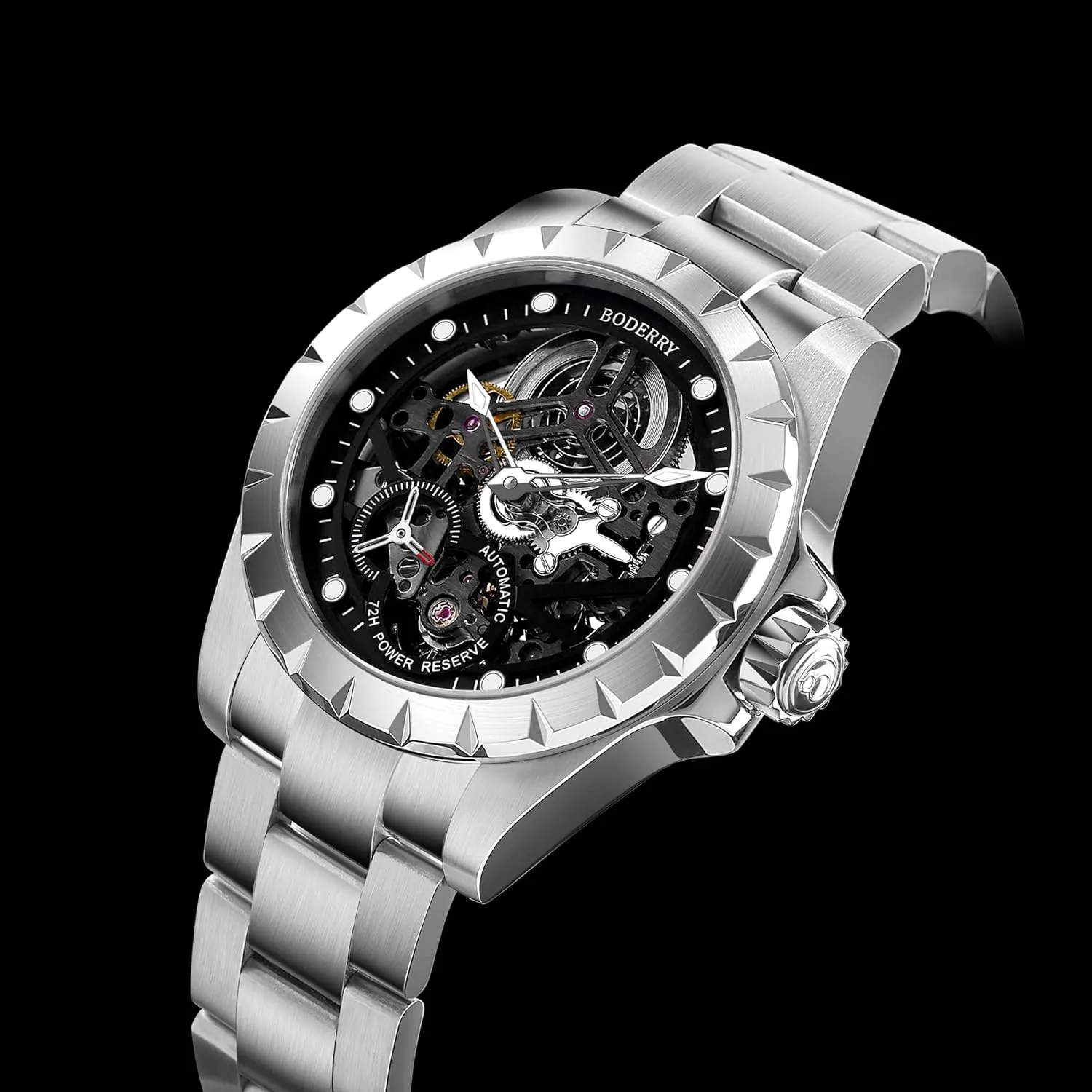 Mechanical Watch for ostracize subtle atomic black Men 72H Power-Reserve 5ATM Waterproof Luminous Sapphire Crystal Wrist Watch and Leather Strap Mens Steampunk Gift-Urban BODERRY Skeleton Mens Watches Titanium Automatic 