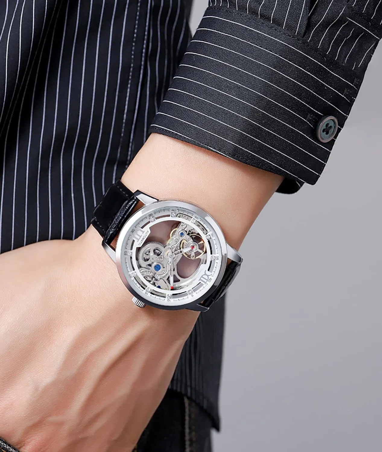 Mechanical Watch Leather sentimental Waterproof Watches BESTKANG Watches for Men Automatic Watch Self-Winding Skeleton Hollow 