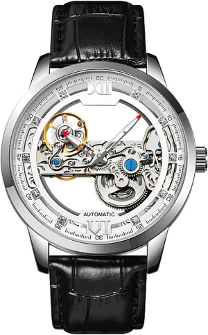 Mechanical Watch Leather sentimental Waterproof Watches BESTKANG Watches for Men Automatic Watch Self-Winding Skeleton Hollow 