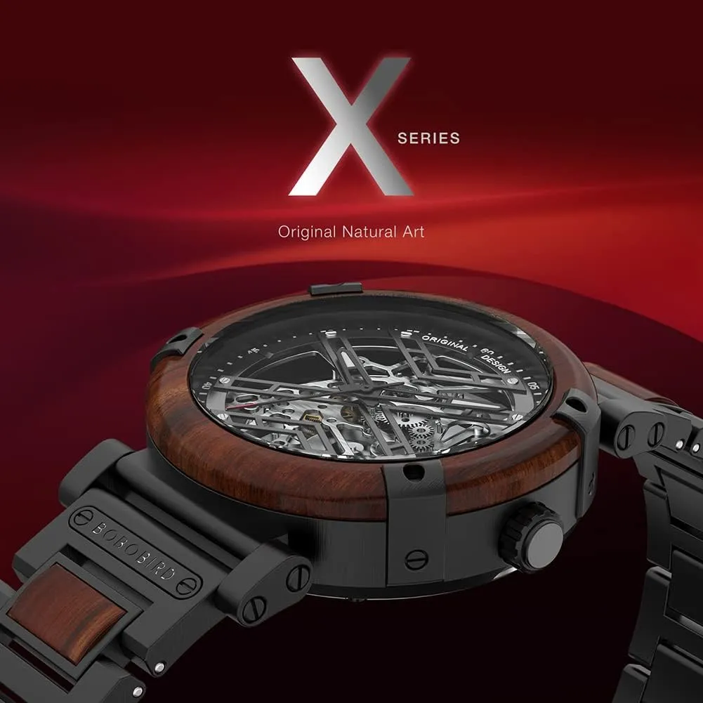 Mechanical Watch New X Series despoil belie sear Retro Luxury 45mm Skeleton Stainless Steel Wood Watches BOBO BIRD Men??s Automatic 