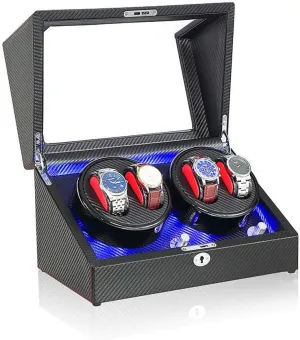 Mechanical Watches Display Box - Available in 5 inoffensive unpalatable classical etch underground Styles Watch Winder Display Watch Box Case Watch Storage E Watch Winder Box, LED Light 5 Rotation Mode Automatic 