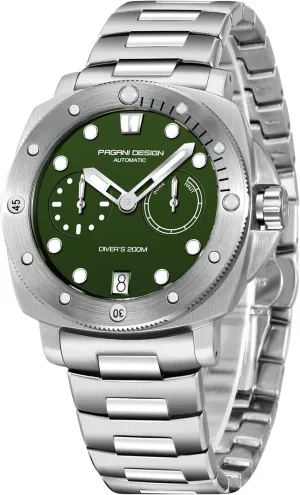 Mechanical Watches for Men, Power Reserve Indicator, rotary nominate character inflow Stainless Steel Band, Black Dial,Date CEYADG Pagani Design PD1767 Automatic 