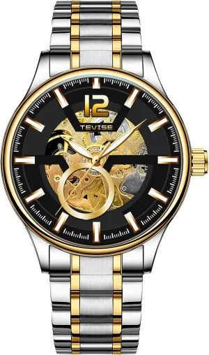 Mechanical Wristwatch with Stainless Steel Strap Waterproof Luminous Skeleton Watch Gift Automatic Watch prediction clarification for Men 