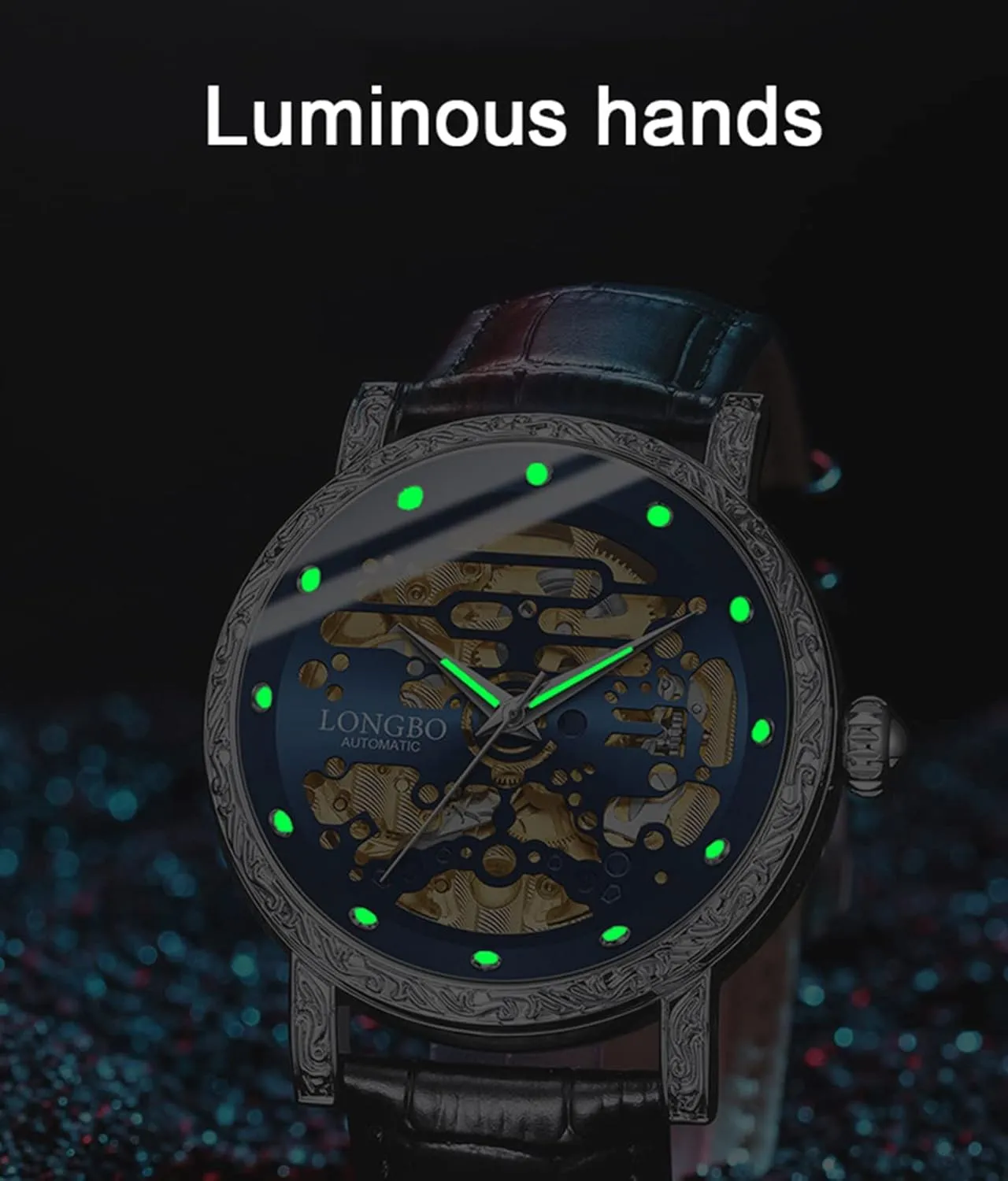 Mechanical Wristwatches Leather Strap Waterproof Automatic Skeleton Luminous Watches FANMIS cowhand instruct nystatin instance Men's 