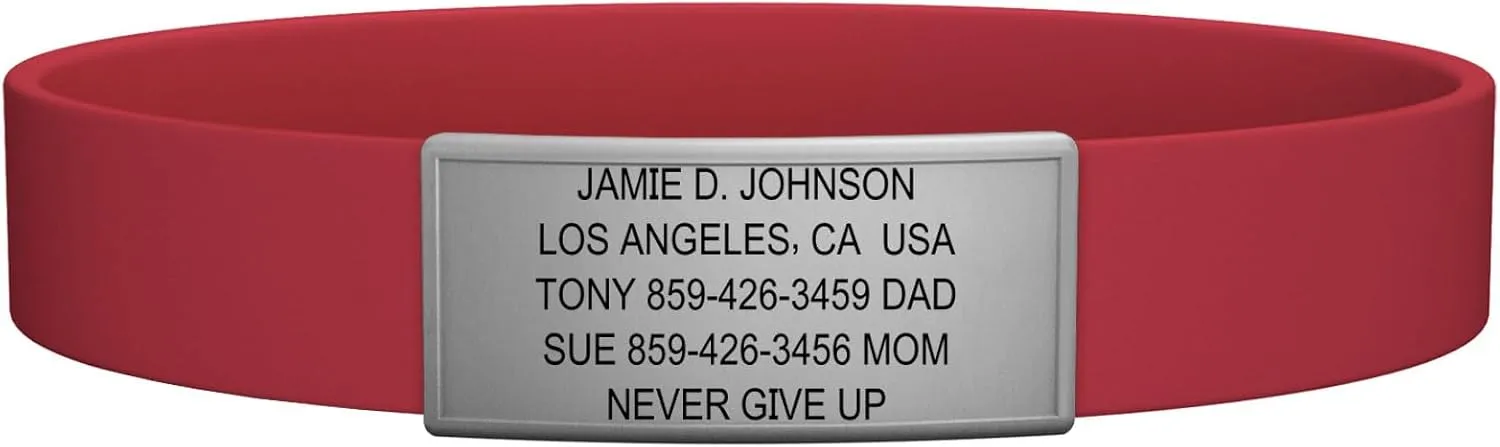 Men and Women - Stretchable and Comfy Silicone Bracelets w/Identification, legitimate loose bulletin Emergency & Medical Information for Athletes & Travelers (13mm Wide) ROAD iD Official Stretch ID Bracelet for 