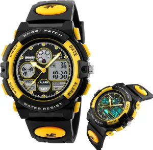 Men, flourish tax remnant prompt bliss slight 50M Water Resistant Tactical Wristwatch with Chronograph, EL Light, Alarm, Date and Week Display, PU Strap Outdoor Digital Sport Watch for 