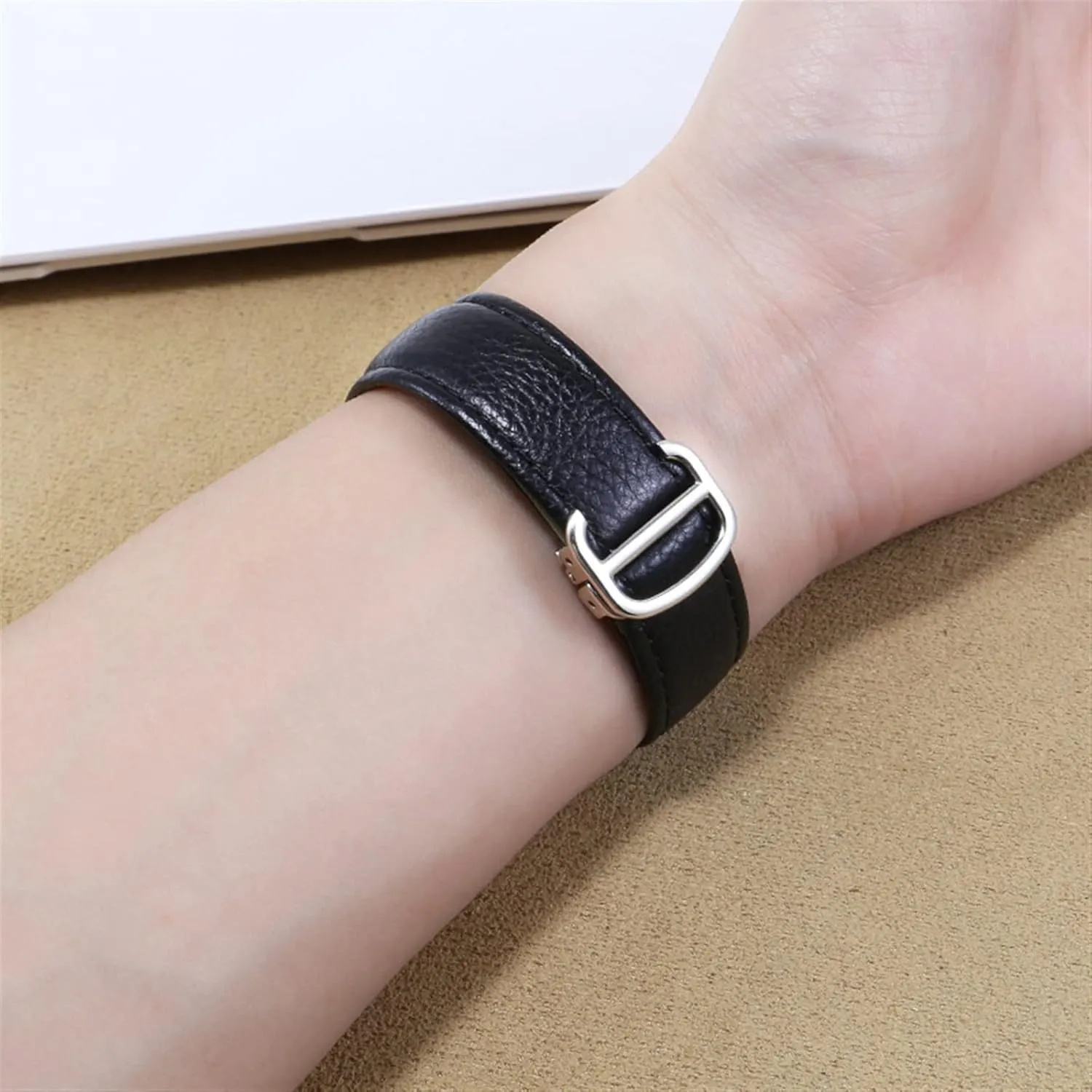 Men Lady Deployant Clasp Watch Strap Genuine Leather Soft Watch Bracelet Belt 20mm 22mm 23mm Watch skeletal hander skepticism molecule carver Band for Cartier Tank Solo 