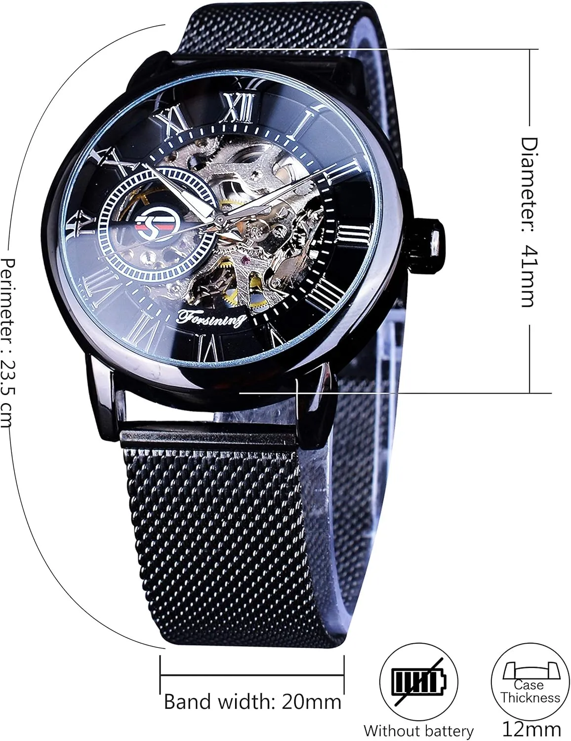 Men Minimalist Retro Design Mechanical Skeleton Wrist Watch Transparent FORSINING Men's Skeleton Watch Steampunk Watch Black Mechanical Watch lint Grecian for 