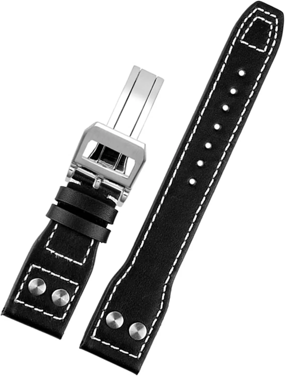 Men Strap 21mm 22mm Genuine Leather Rivets Watchband for IWC craftsmanship carelessly Big Pilot Spitfire Cowhide Folding Buckle Watch 