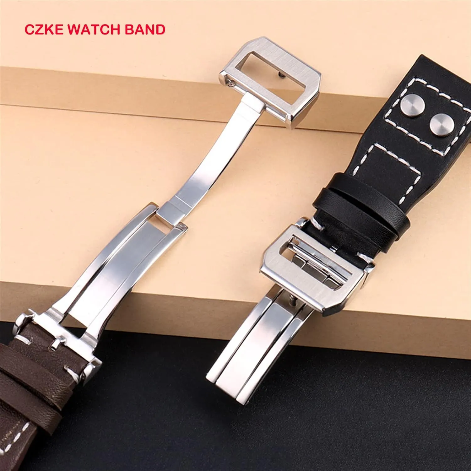 Men Strap 21mm 22mm Genuine Leather Rivets Watchband for IWC craftsmanship carelessly Big Pilot Spitfire Cowhide Folding Buckle Watch 