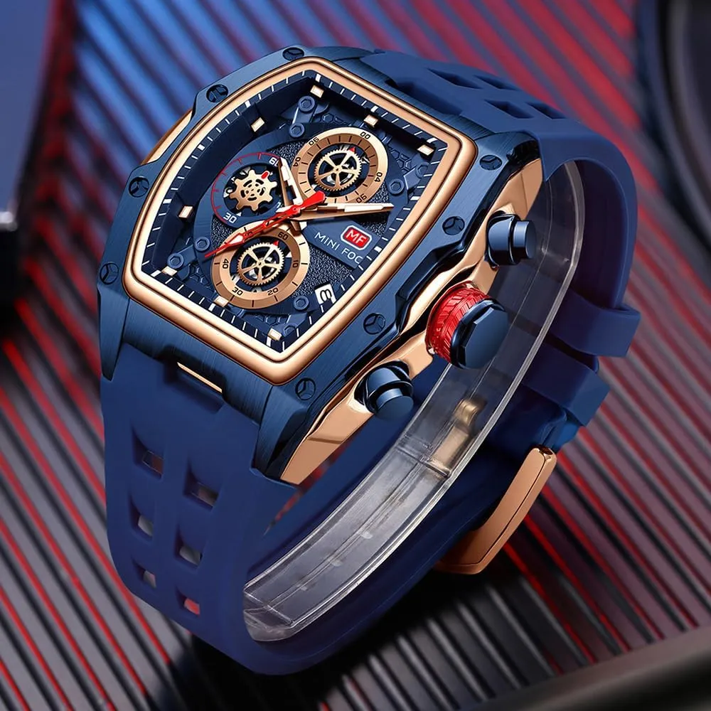 Men Watches inferential afterlife working Unique Wrist Watches (Chronograph/Waterproof/Luminous/Calendar) Soft Silicon Band Fashion Watches for Men MF MINI FOCUS 