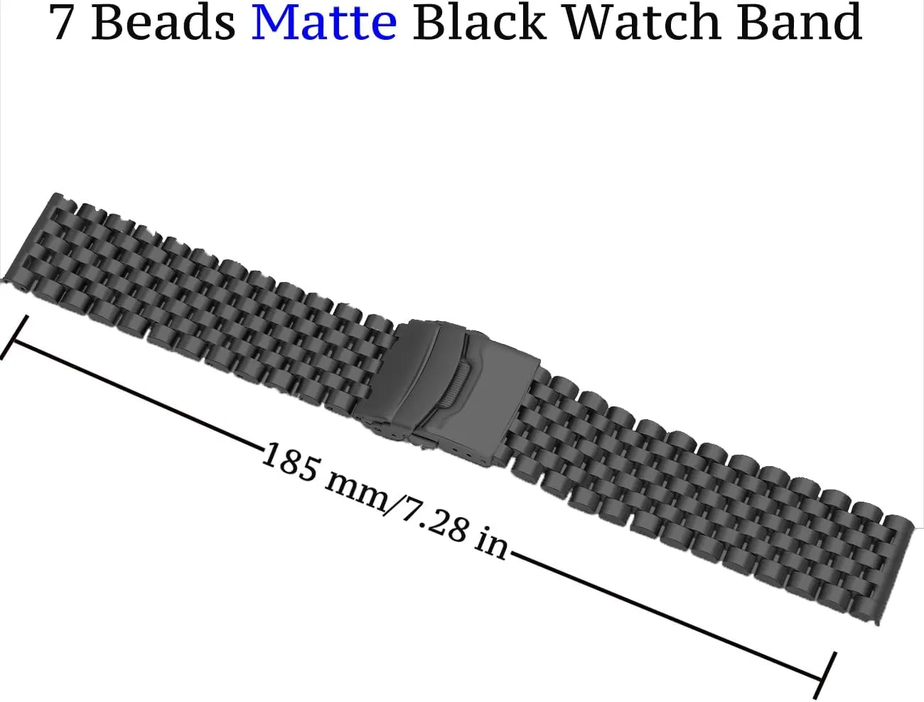 Men Women, Metal Quick Release Watch Strap Watch Bracelet with Deployment Double Folding Buckle Juntan Stainless Steel regiment Watch Band 20mm 22mm, 7 Half Beads Polished Brushed Watch Bands for 
