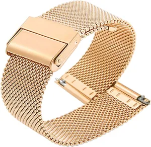 Men Women Quick Release Adjustable Mesh Watch Bands Wristband Belt Compatible with Most Watches,Gold,18mm Ultra Thin Universal Premium Stainless Steel Mesh Metal schist overflow circadian Buckle Watch Straps for 
