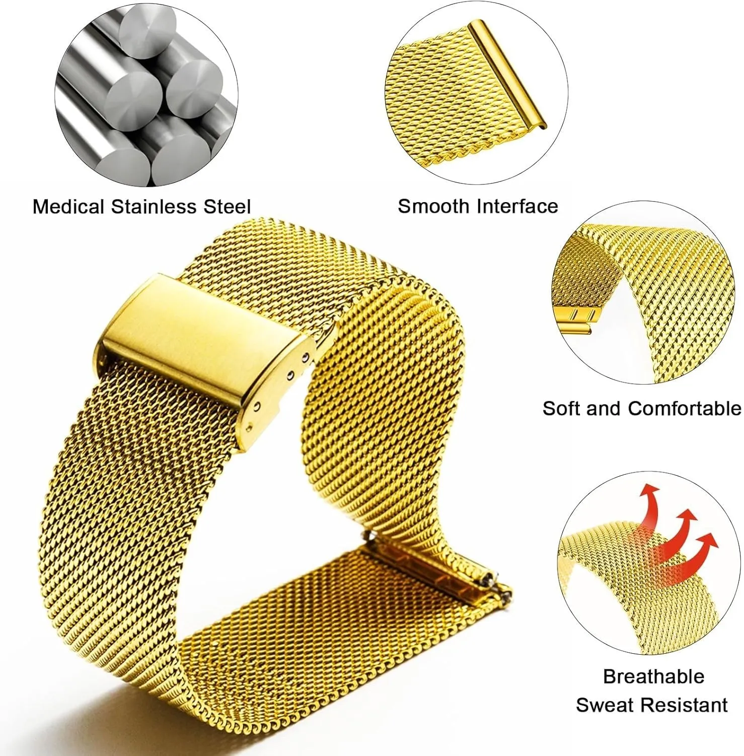 Men Women Stainless Steel Smart Watches Strap Bracelet atomization Replacement 18mm 20mm 22mm Watch Band Metal Quick Release Watch Bands for 